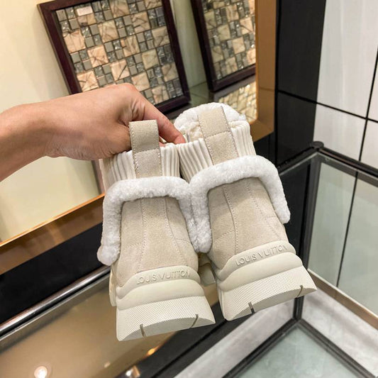 LV RUBY FLAT BOOTS SUEDE CALFSKIN AND SHEARLING BEIGE 1AGWGB