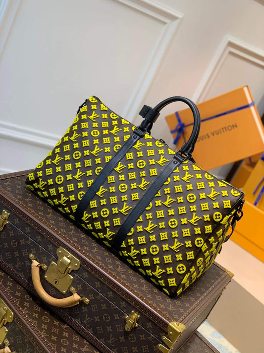 M45069 Keepall Triangle BANDOULIÈRE 50 Tuffetage Handbag cross body bags shoulder bag yellow calfskin Monogram