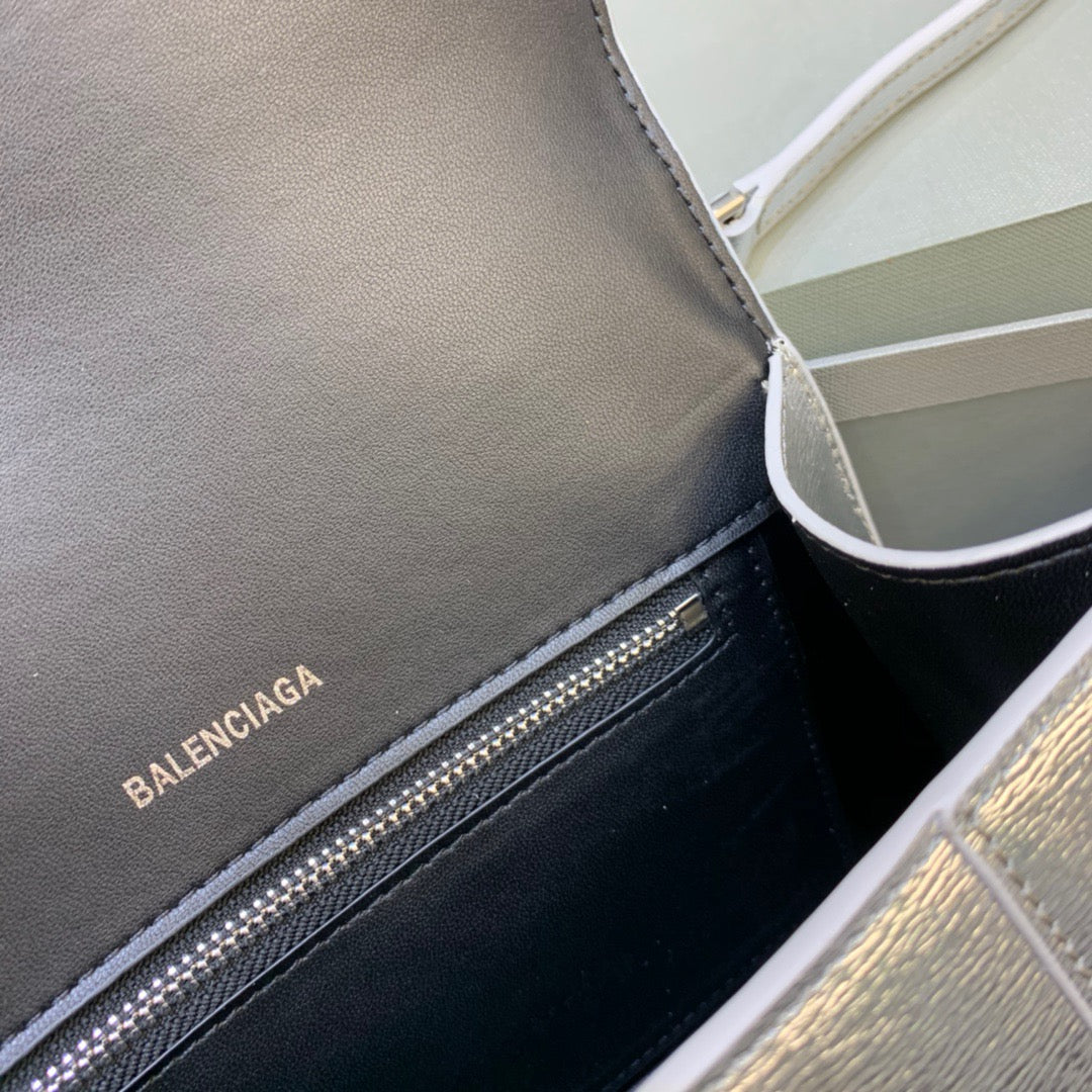 Balen Hourglass Small Handbag In Sliver, For Women, Bags 9in/23cm