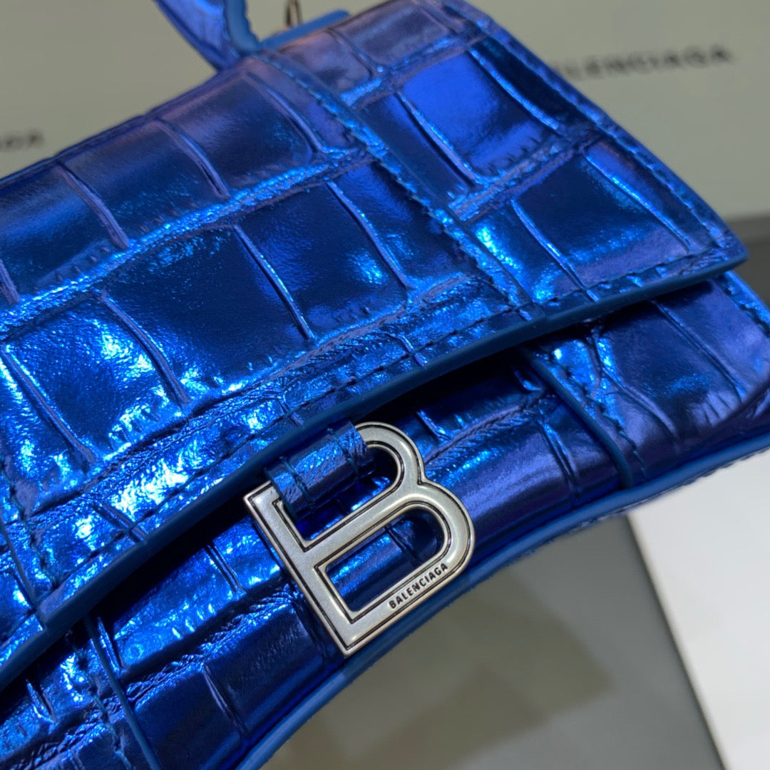 Balen Hourglass Mini Handbag With Chain In Light Blue, For Women, Bags 4.7in/12cm