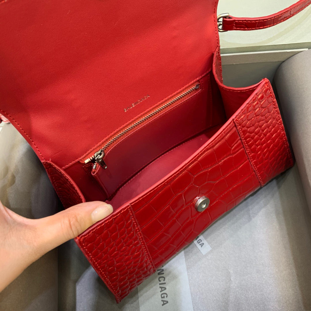 Balen Hourglass Small Handbag In Red, For Women, Bags 9in/23cm