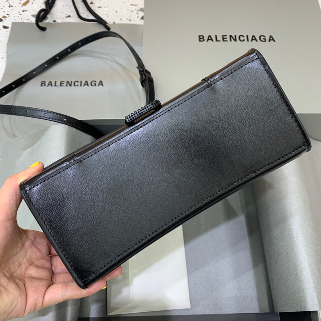 Balen Hourglass Small Handbag In Black, For Women, Bags 9in/23cm