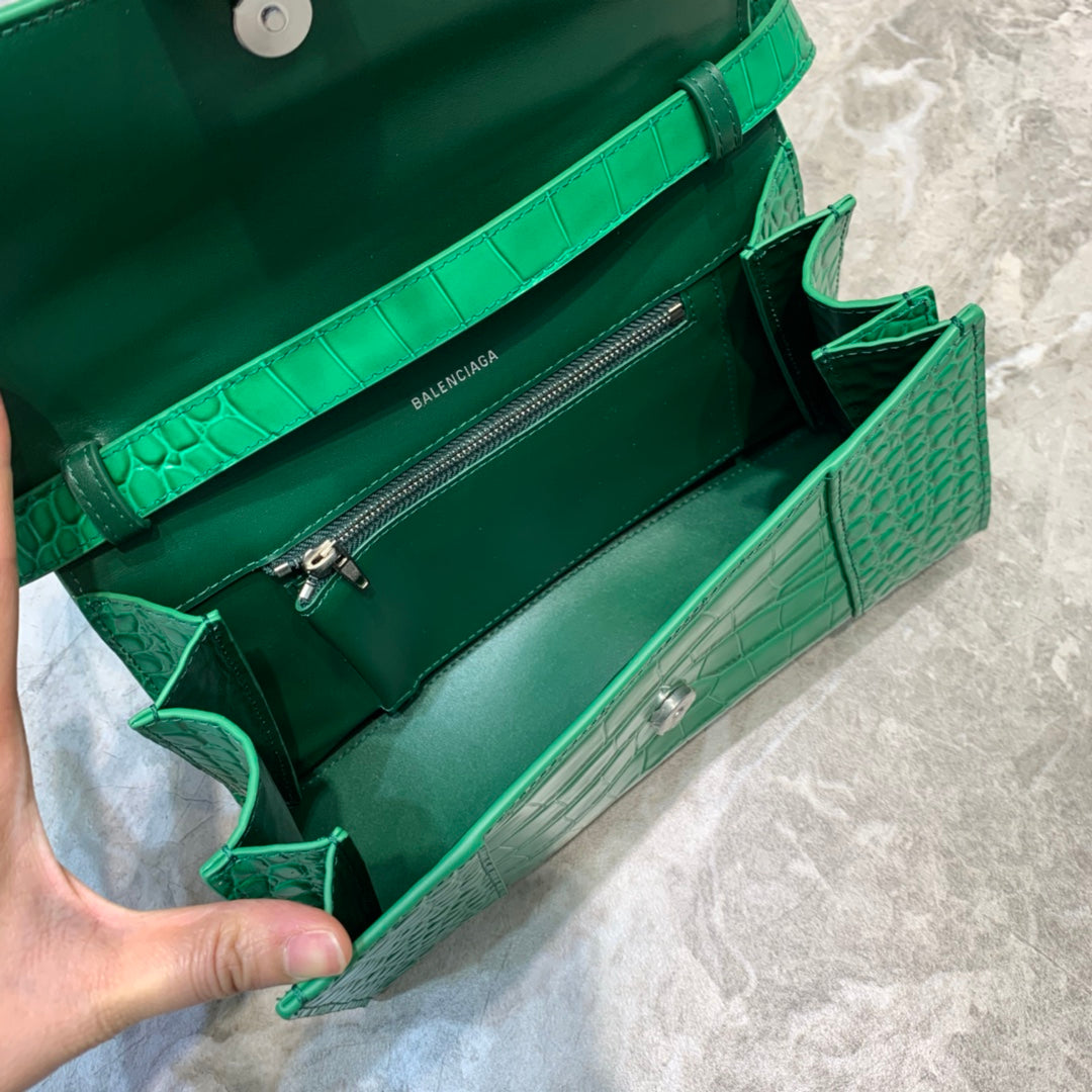 Balen Hourglass Handbag In Green, For Women, Bags 9.8in/25cm