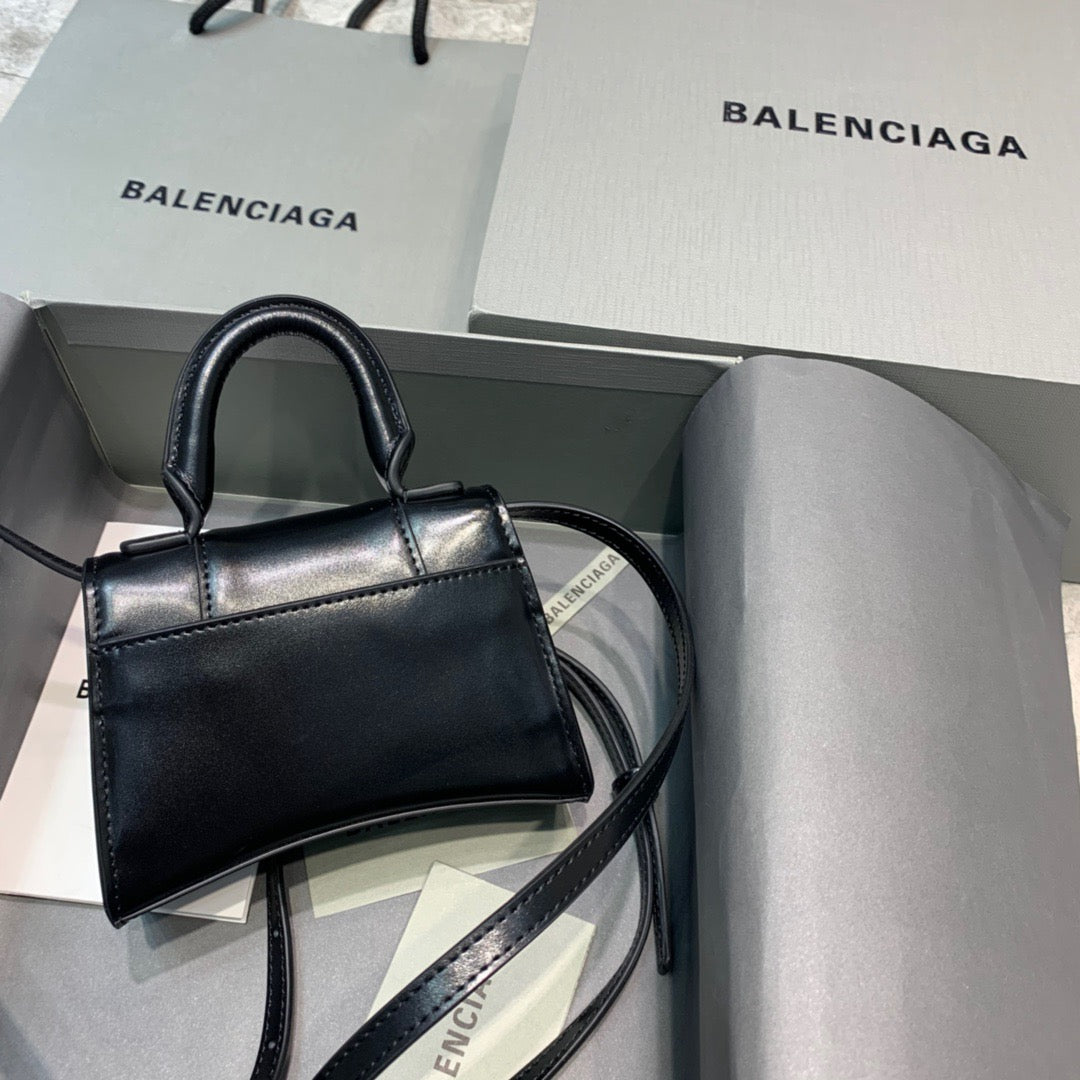 Balen Hourglass Mini Handbag In Black, For Women, Bags 4.7in/12cm