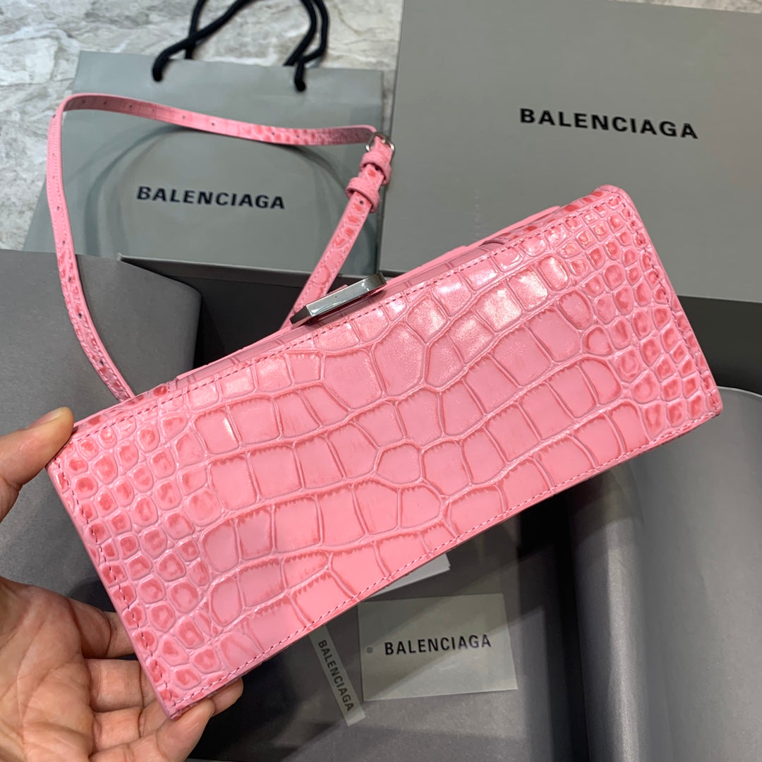 Balen Hourglass Small Handbag In Dark Pink, For Women, Bags 9in/23cm