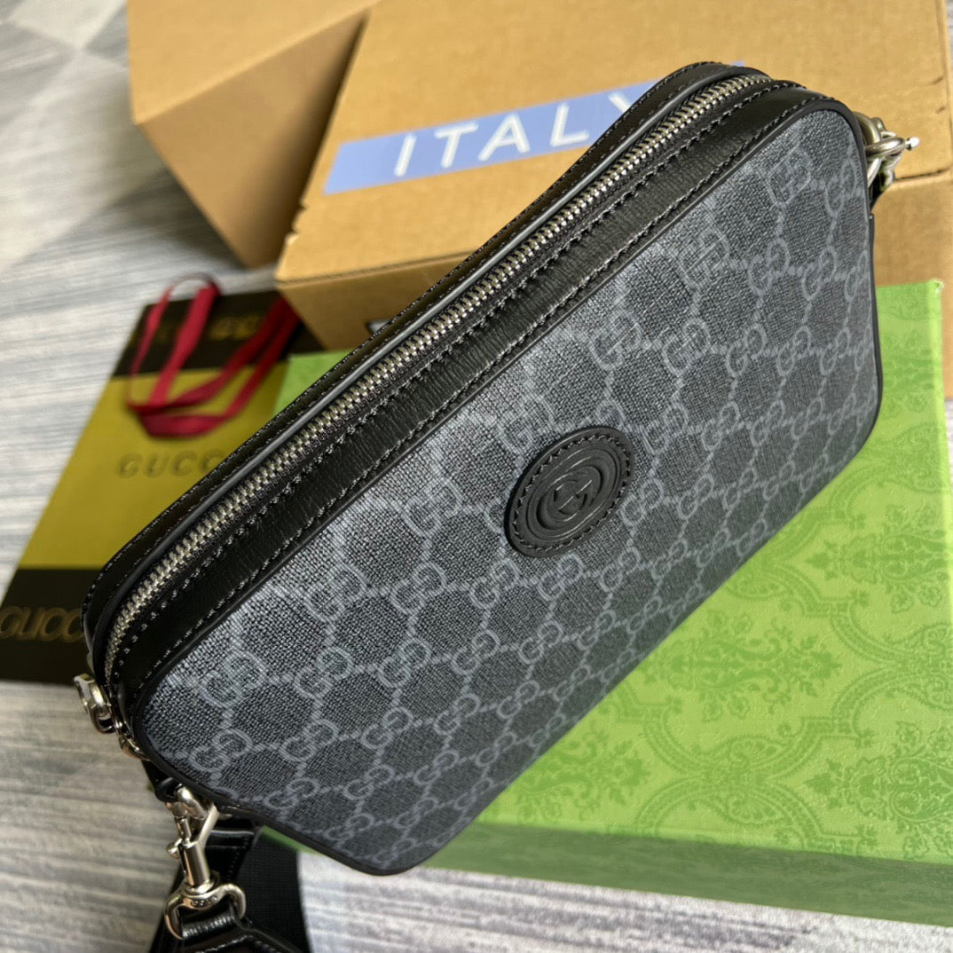 gg Shoulder Bag With Interlocking G Black gg Supreme Canvas For Women 9.6in/24.5cm gg 703468 92THF 1000