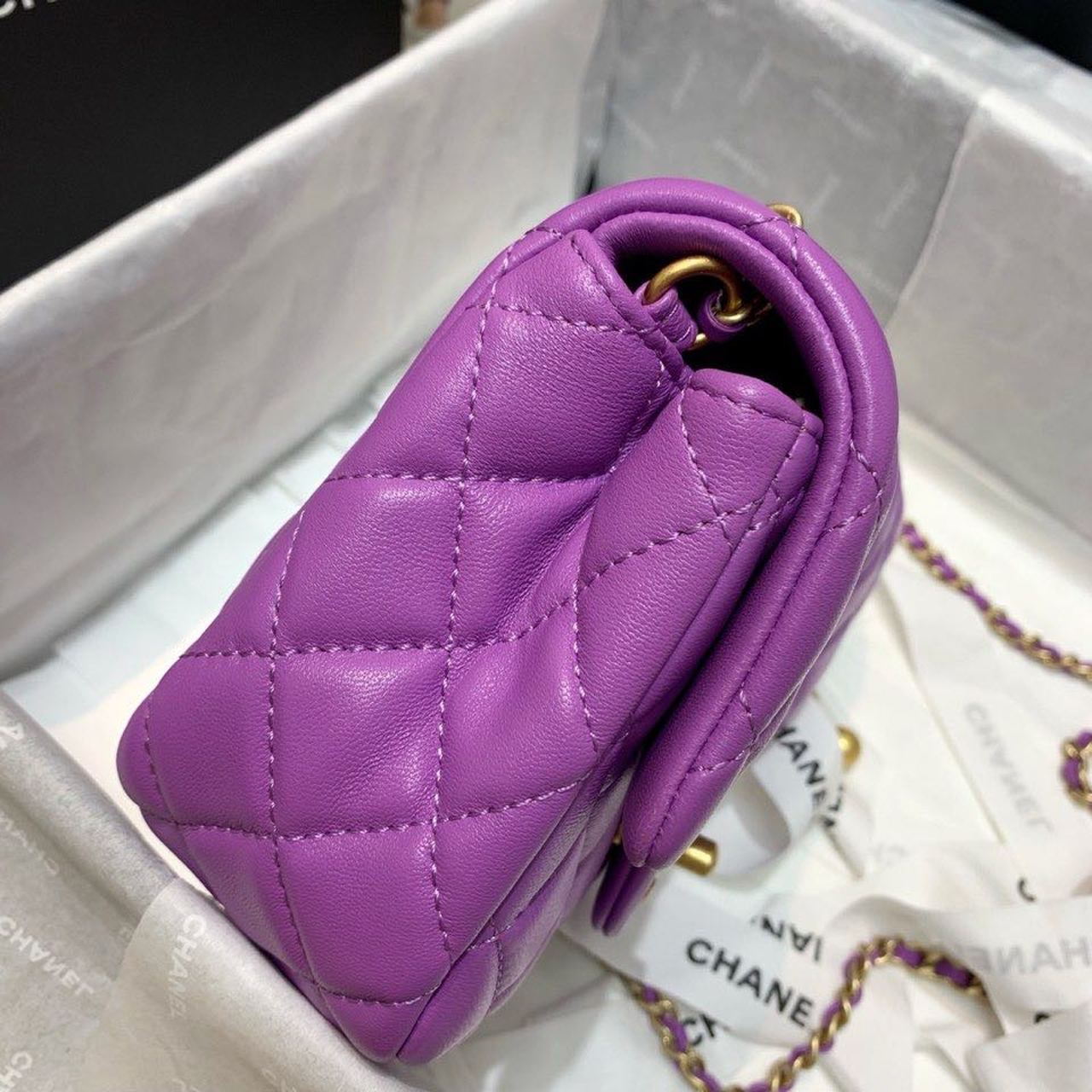 ChanelMini Flap Bag With ChanelBall On Strap Purple For Women, Women’s Handbags, Shoulder And Crossbody Bags 6.7in/17cm AS1786
