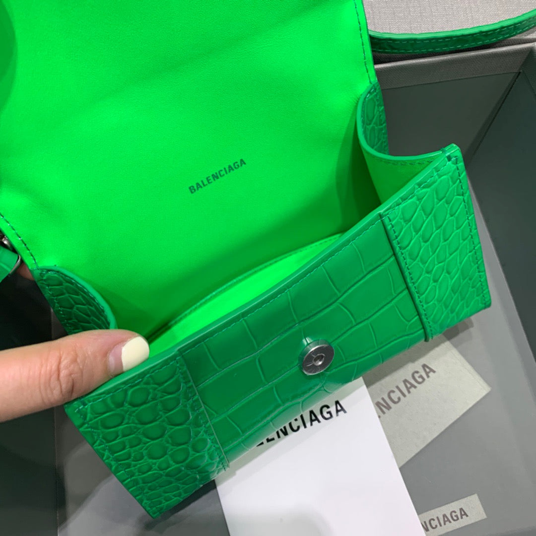 Balen Hourglass XS Handbag In Bright Green, For Women, Bags 7.4in/19cm