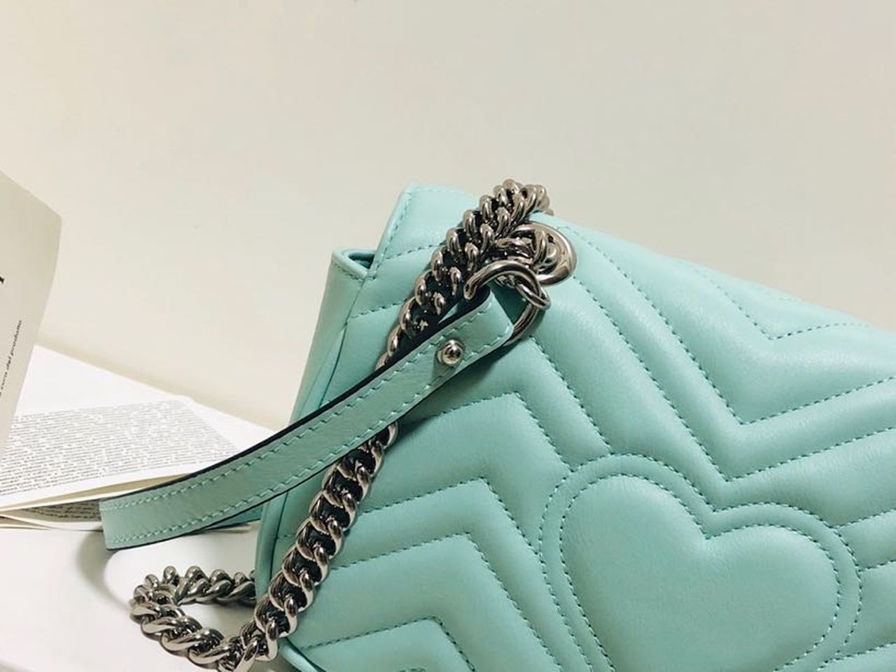 gg Marmont Matelassé Mini Bag Mint Green Matelassé Chevron For Women 8.5in/22cm gg
