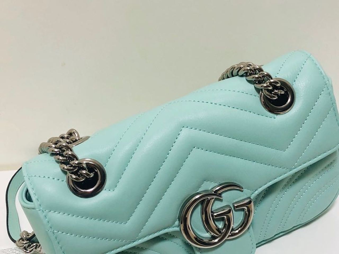 gg Marmont Matelassé Mini Bag Mint Green Matelassé Chevron For Women 8.5in/22cm gg
