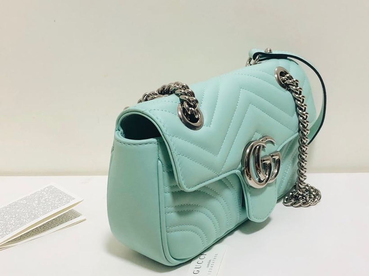 gg Marmont Matelassé Mini Bag Mint Green Matelassé Chevron For Women 8.5in/22cm gg