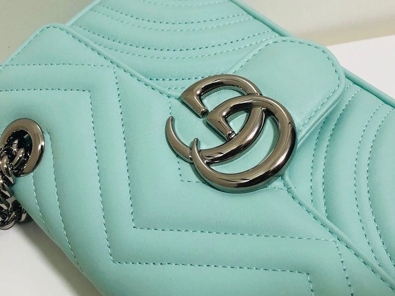 gg Marmont Matelassé Mini Bag Mint Green Matelassé Chevron For Women 8.5in/22cm gg