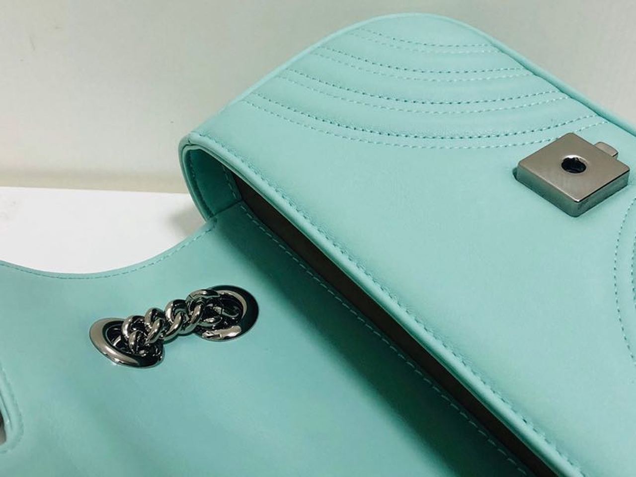 gg Marmont Matelassé Mini Bag Mint Green Matelassé Chevron For Women 8.5in/22cm gg