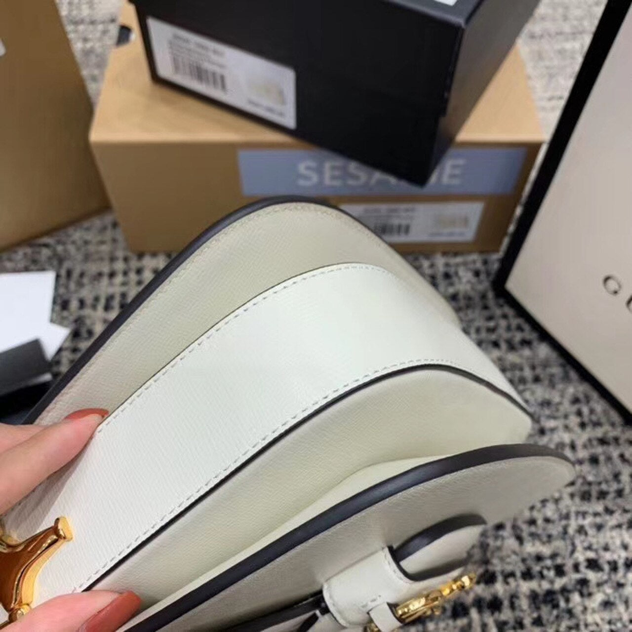 gg Horsebit 1955 Shoulder Bag White For Women 9.8in/25cm gg 602204 1DB0G 9022