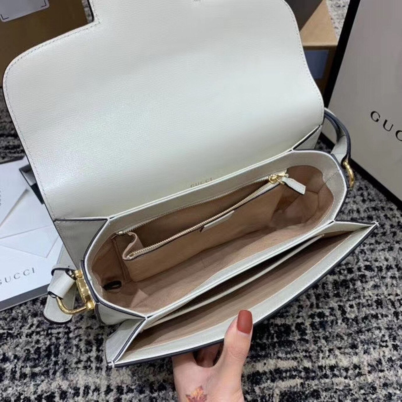 gg Horsebit 1955 Shoulder Bag White For Women 9.8in/25cm gg 602204 1DB0G 9022
