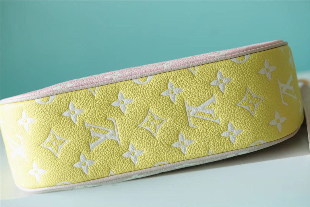 LV Bagatelle BB Monogram Empreinte Beige / Pink / Yellow For Women, Shoulder And Crossbody Bags 22cm/8.7in LV M46113