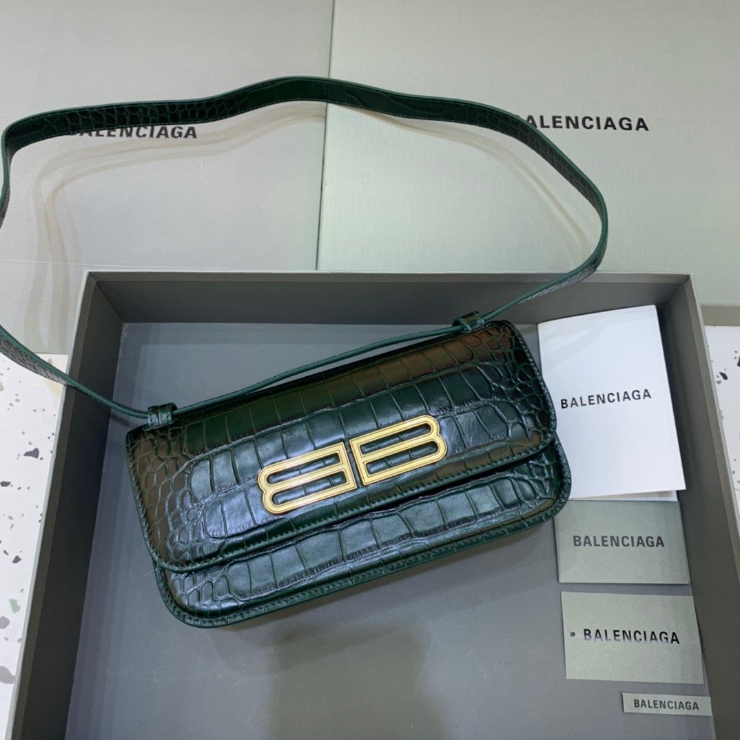 Balen Gossip Small Shoulder Bag Dark Green, For Women, Bags 9.1in/23cm