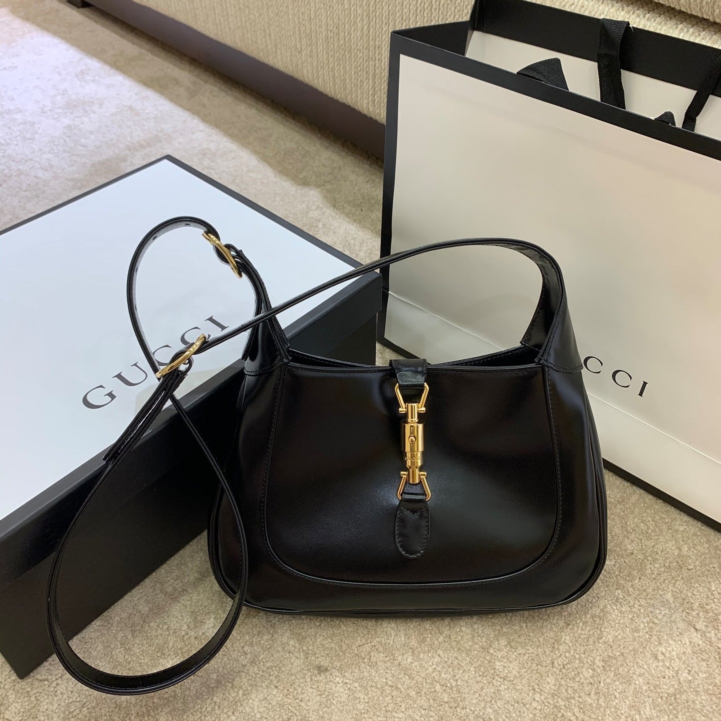 gg Jackie 1961 Small Shoulder Bag Black For Women 10.8in/27.4cm gg 636709 10O0G 1000