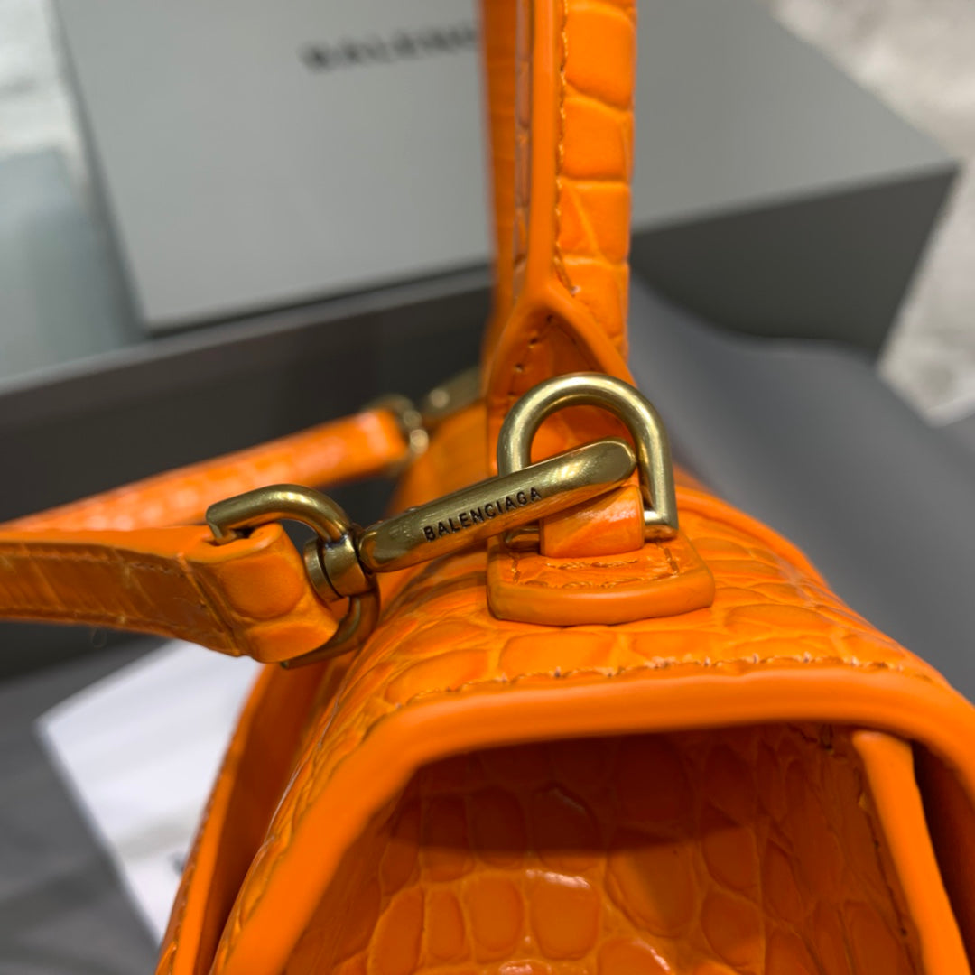 Balen Hourglass Small Handbag In Orange, For Women, Bags 9in/23cm