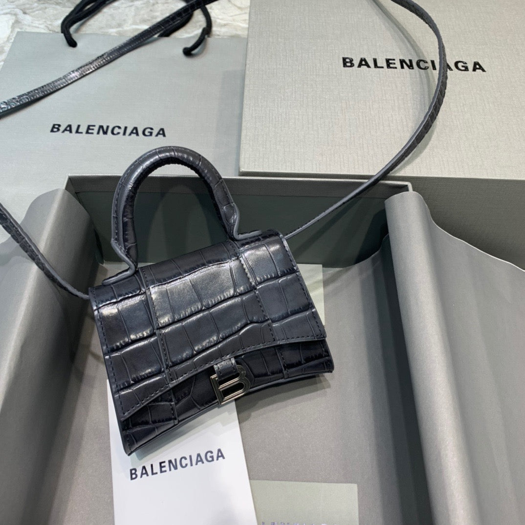 Balen Hourglass Mini Handbag In Black, For Women, Bags 4.7in/12cm