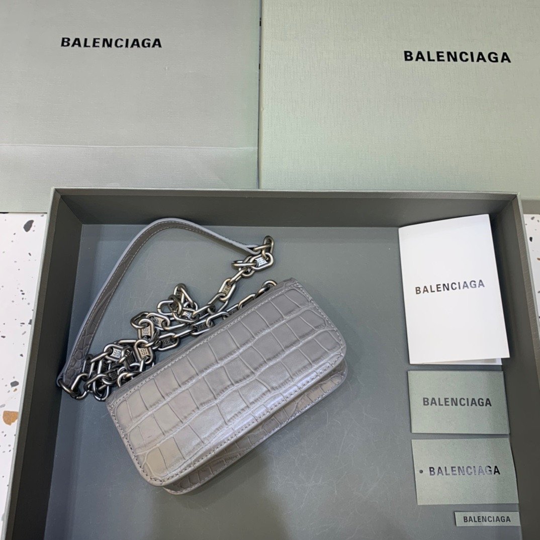 Balen Gossip Small On Chain Shoulder Bag Gray, For Women, Bags 7.4in/19cm