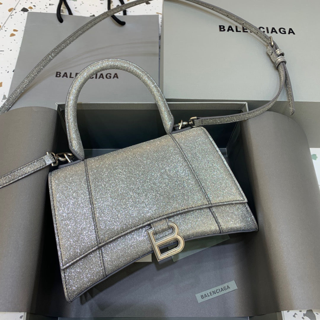 Balen Hourglass Small Handbag In Grey, For Women, Bags 9in/23cm