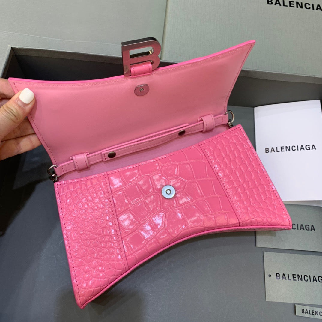 Balen Hourglass Wallet On Chain in Pink, For Women, Bags 9in/23cm