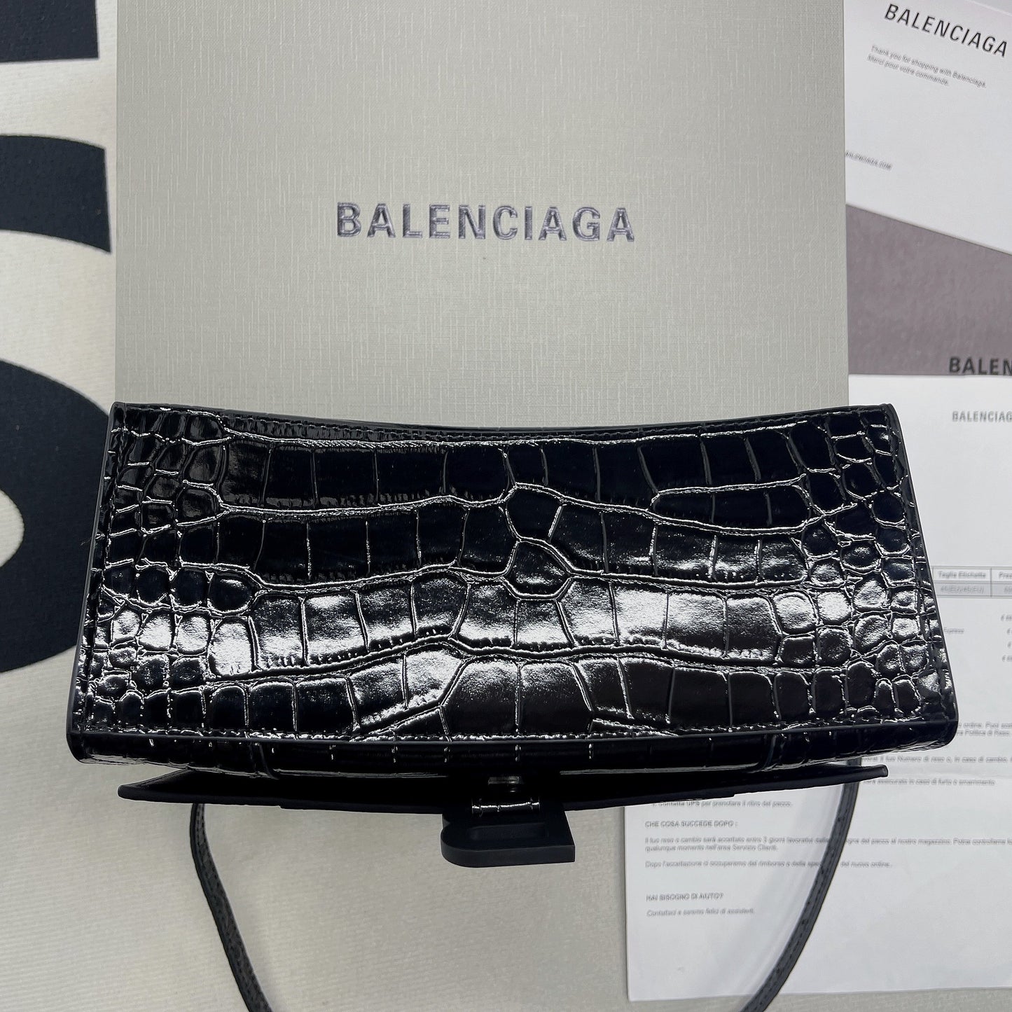 Balen Hourglass Small Handbag In Black, For Women, Bags 9in/23cm