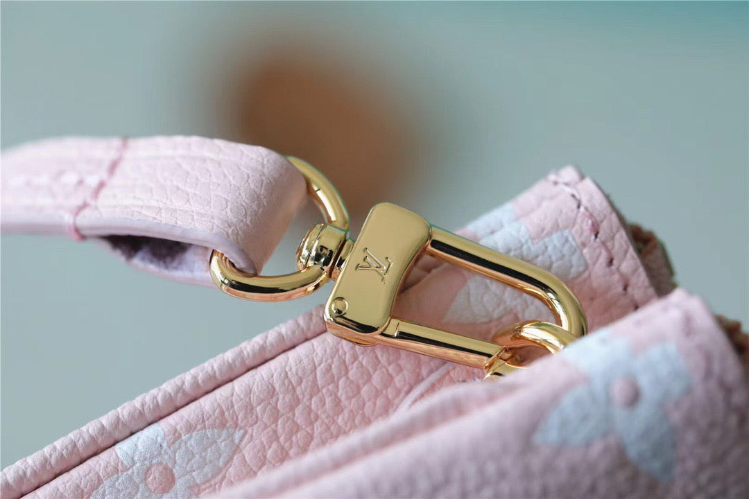 LV Double Zip Pochette Monogram Empreinte Candy Pink For Women, Shoulder And Crossbody Bags 20cm/7.9in LV M81429