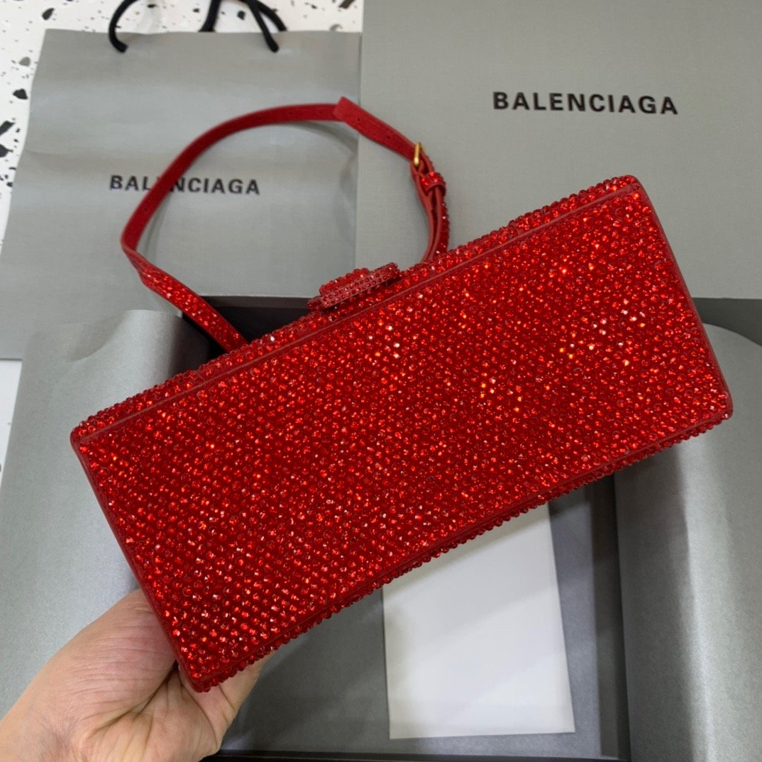 Balen Hourglass Small Handbag In Red, For Women, Bags 9in/23cm