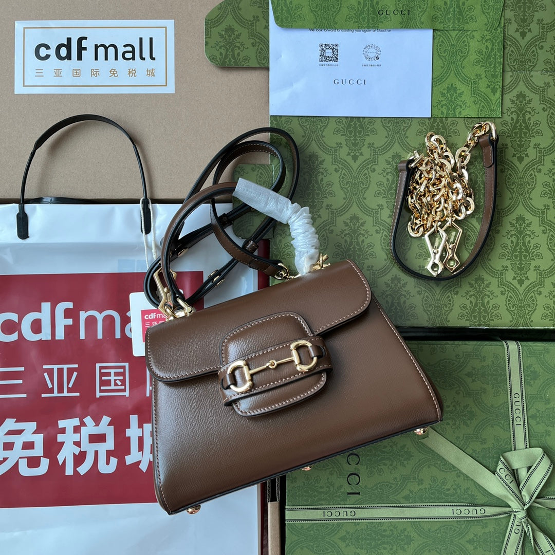 gg Ophidia gg Horsebit 1955 Mini Bag Brown For Women, Women’s Bags 8.6in/22cm gg 703848 AAA7G 2361