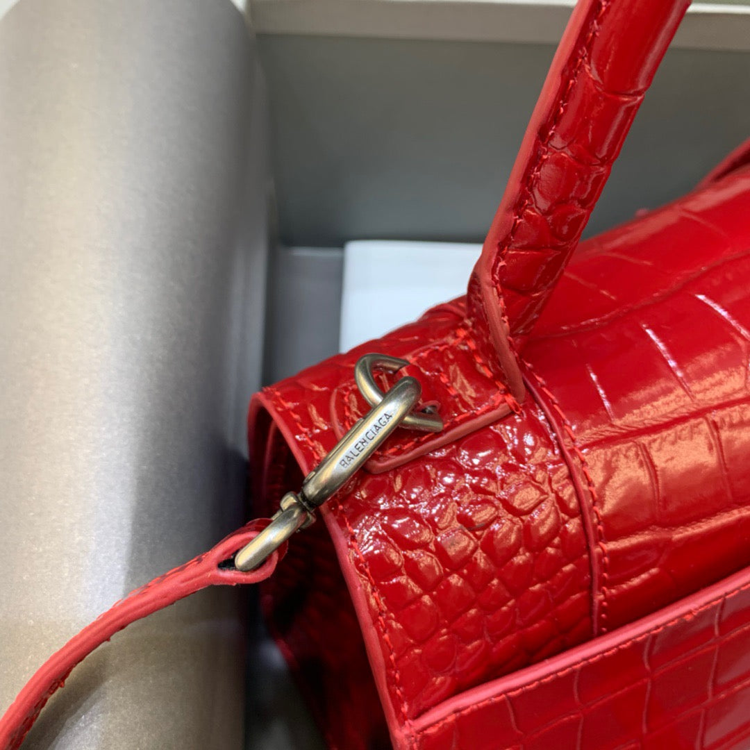 Balen Hourglass Small Handbag In Red, For Women, Bags 9in/23cm