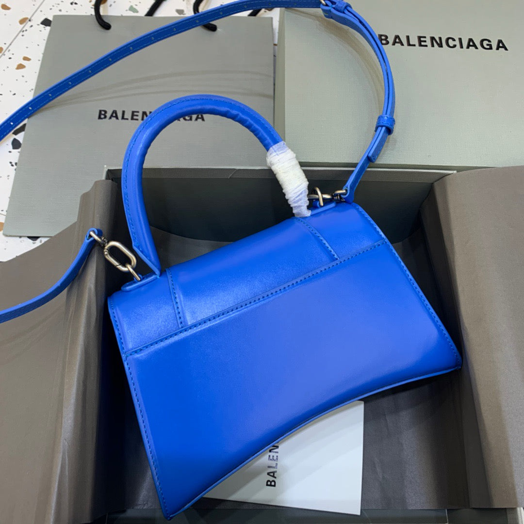 Balen Hourglass Small Handbag In Dark Blue, For Women, Bags 9in/23cm