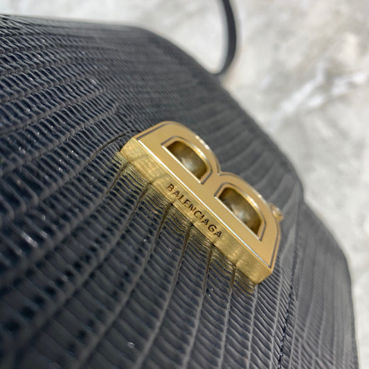 Balen B Small Lizard Effect Cross-body Bag In Black, For Women, Bags 7in/18cm