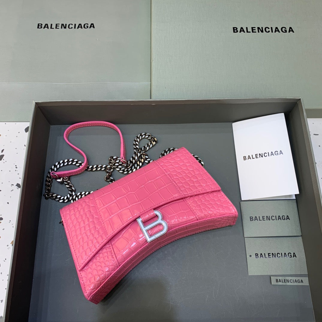 Balen Hourglass Wallet On Chain in Pink, For Women, Bags 9in/23cm