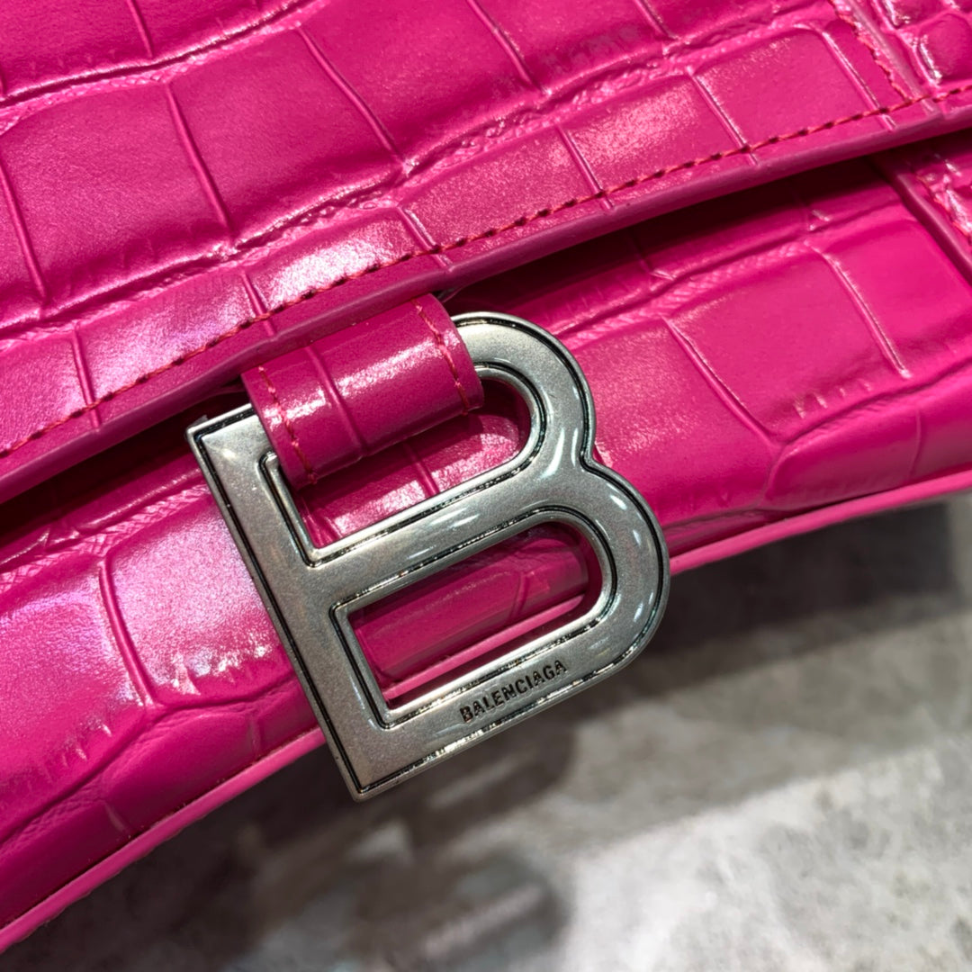 Balen Hourglass Small Handbag In Dark Pink, For Women, Bags 9in/23cm
