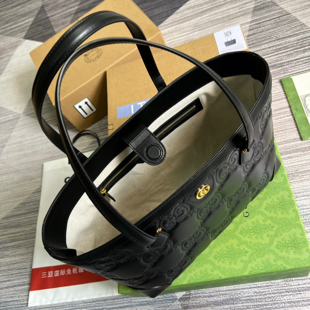 gg Medium Tote Black For Women, Women’s Bags 15in/38cm gg 631685 UM8IG 1000