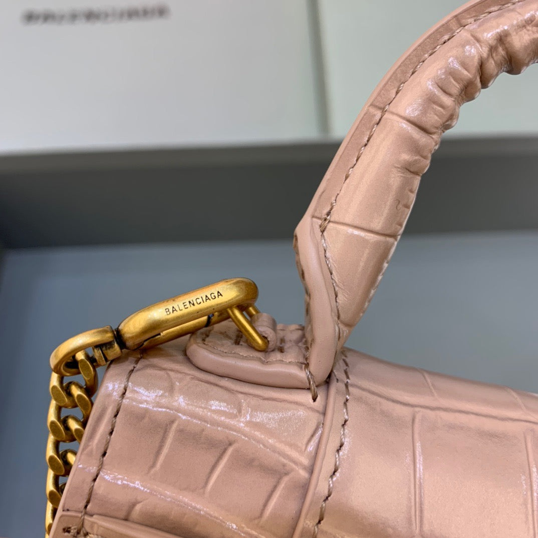 Balen Hourglass Mini Handbag With Chain In Beige, For Women, Bags 4.7in/12cm