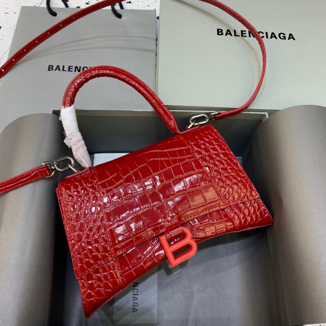 Balen Hourglass Small Handbag In Red, For Women, Bags 9in/23cm