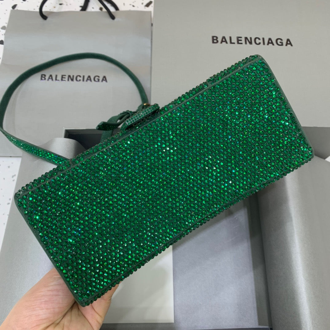 Balen Hourglass Small Handbag In Green, For Women, Bags 9in/23cm