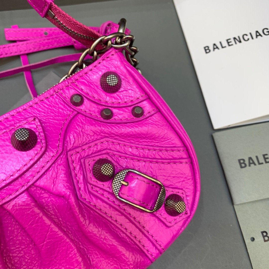 Balen Le Cagole Mini Bag With Chain In Dark Pink, For Women, Bags 8.2in/21cm