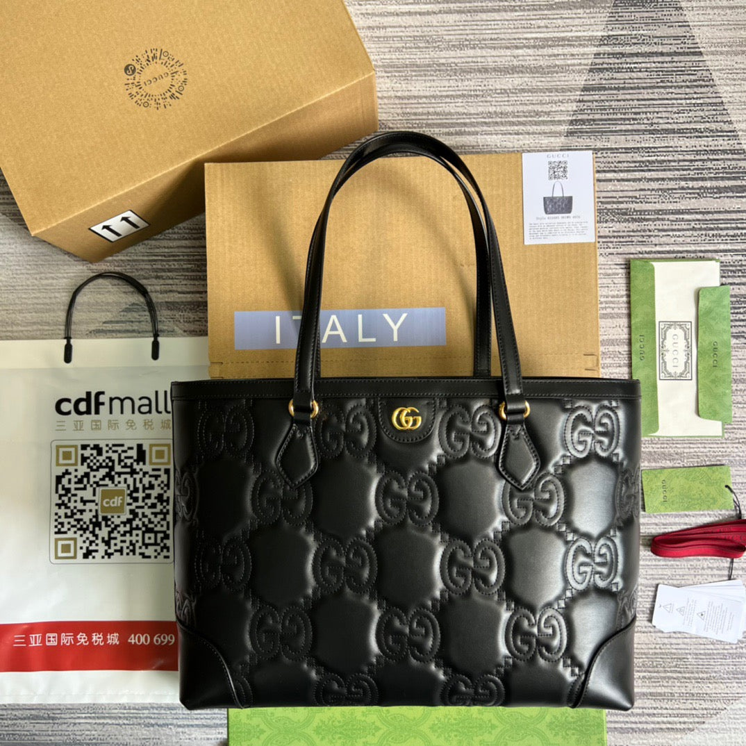 gg Medium Tote Black For Women, Women’s Bags 15in/38cm gg 631685 UM8IG 1000