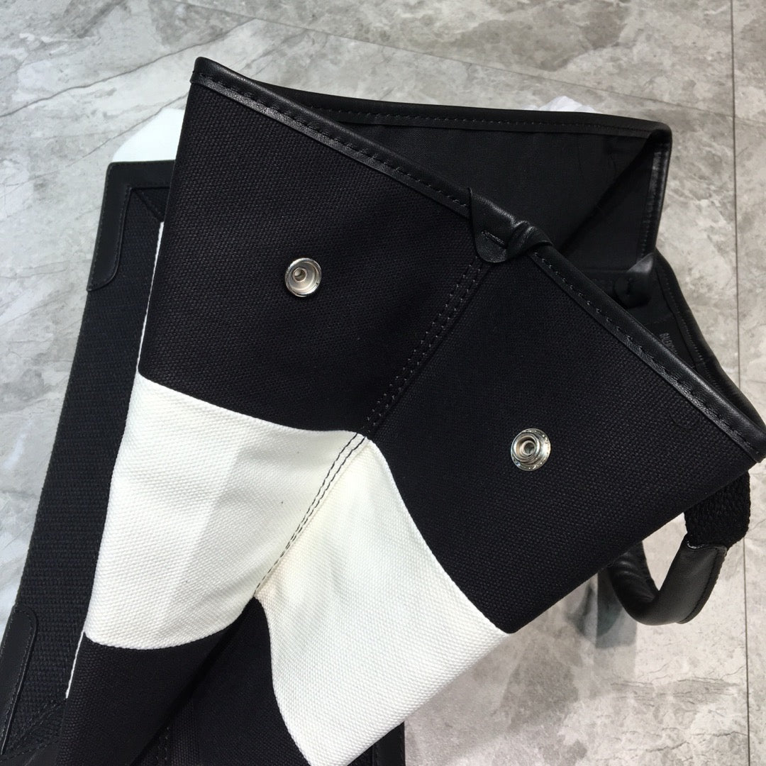 Balen Navy Medium Cabas Tote Bag In Black And White, For Women, Bags 14.1in/36cm