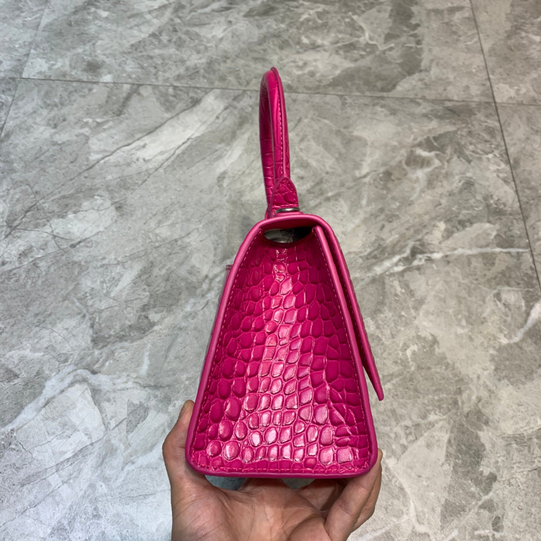 Balen Hourglass Small Handbag In Dark Pink, For Women, Bags 9in/23cm