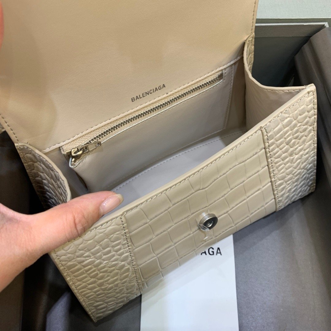 Balen Hourglass Small Handbag In Beige, For Women, Bags 9in/23cm
