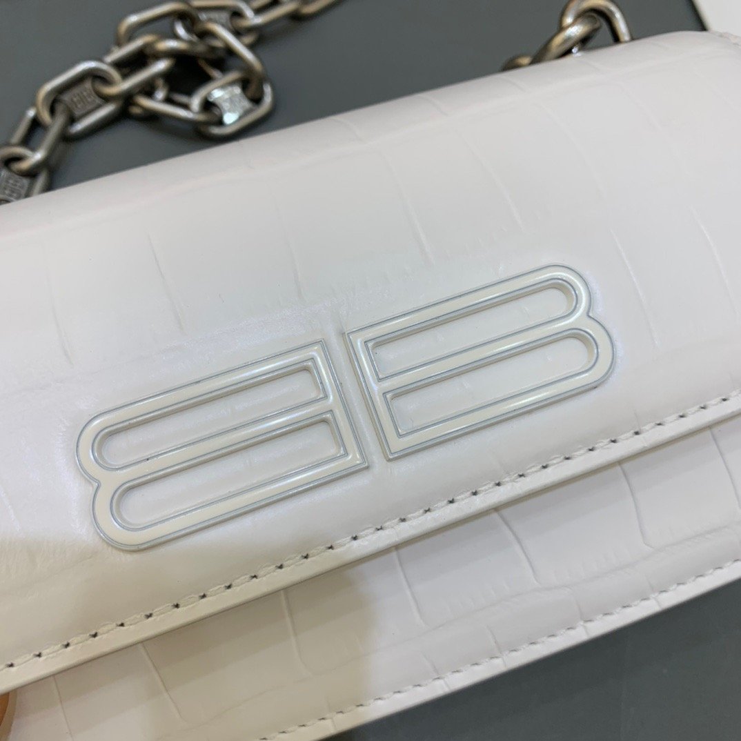 Balen Gossip Small On Chain Shoulder Bag White, For Women, Bags 7.4in/19cm
