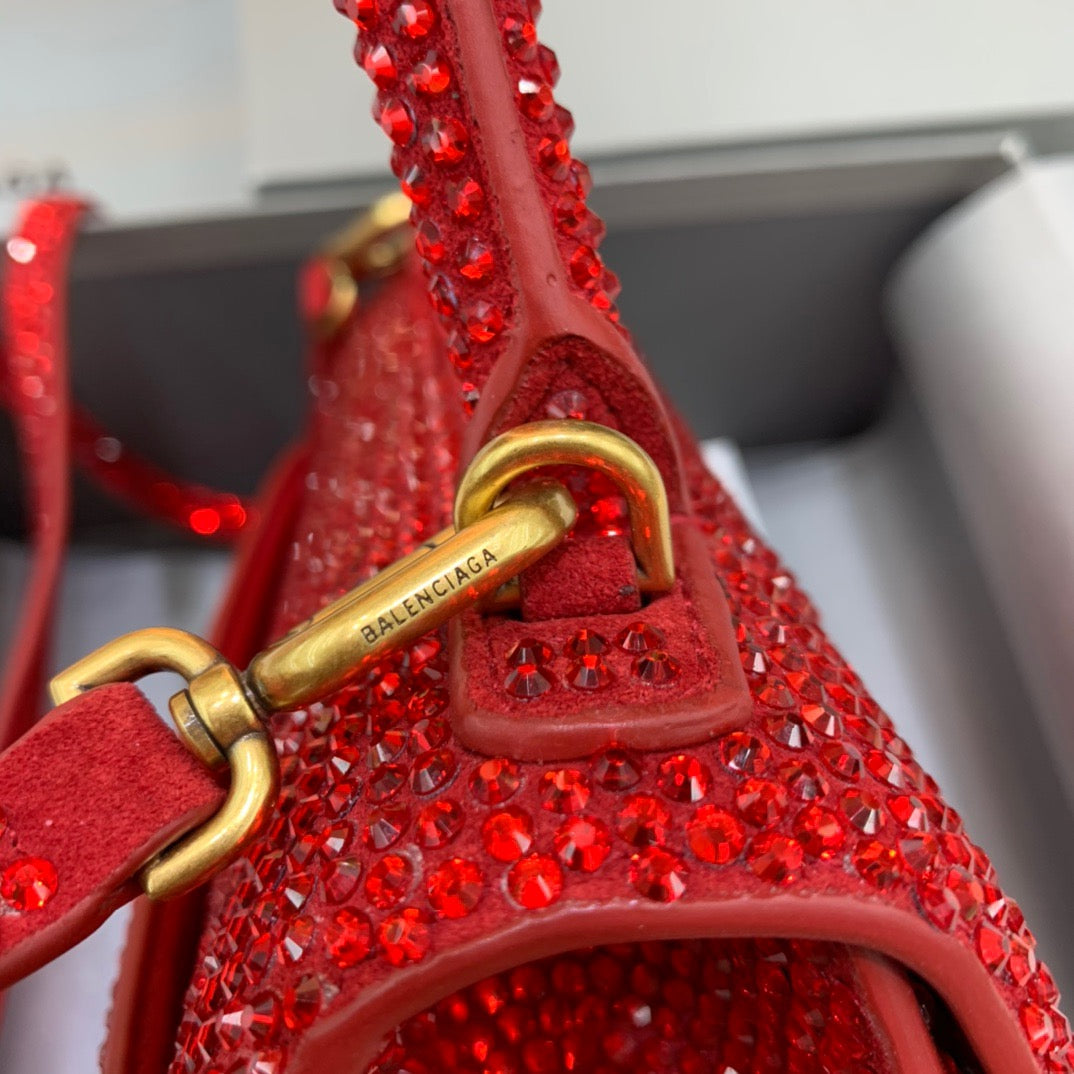 Balen Hourglass Small Handbag In Red, For Women, Bags 9in/23cm