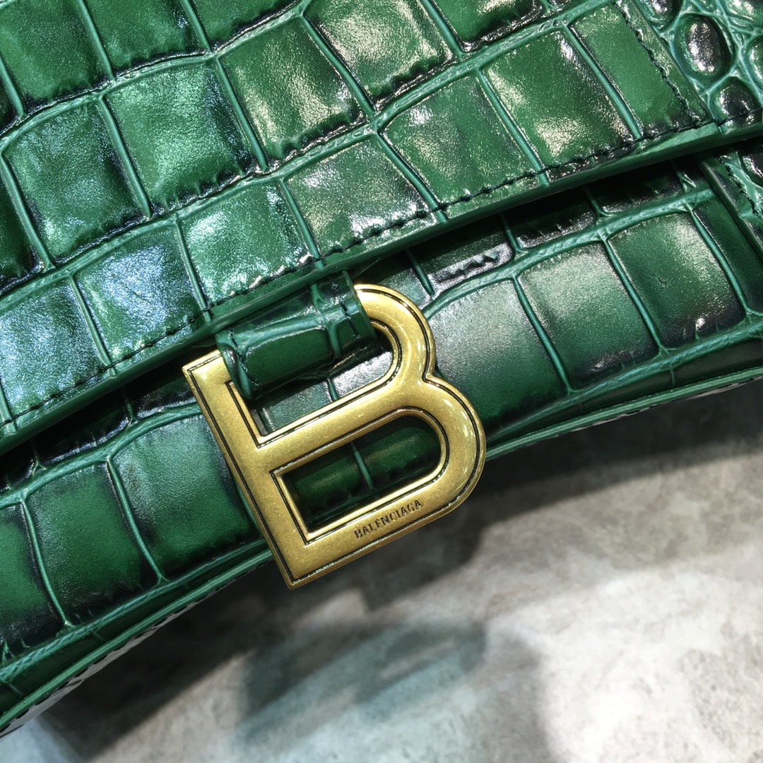 Balen Hourglass Small Handbag In Dark Green, For Women, Bags 9in/23cm 5935461LRGM3011