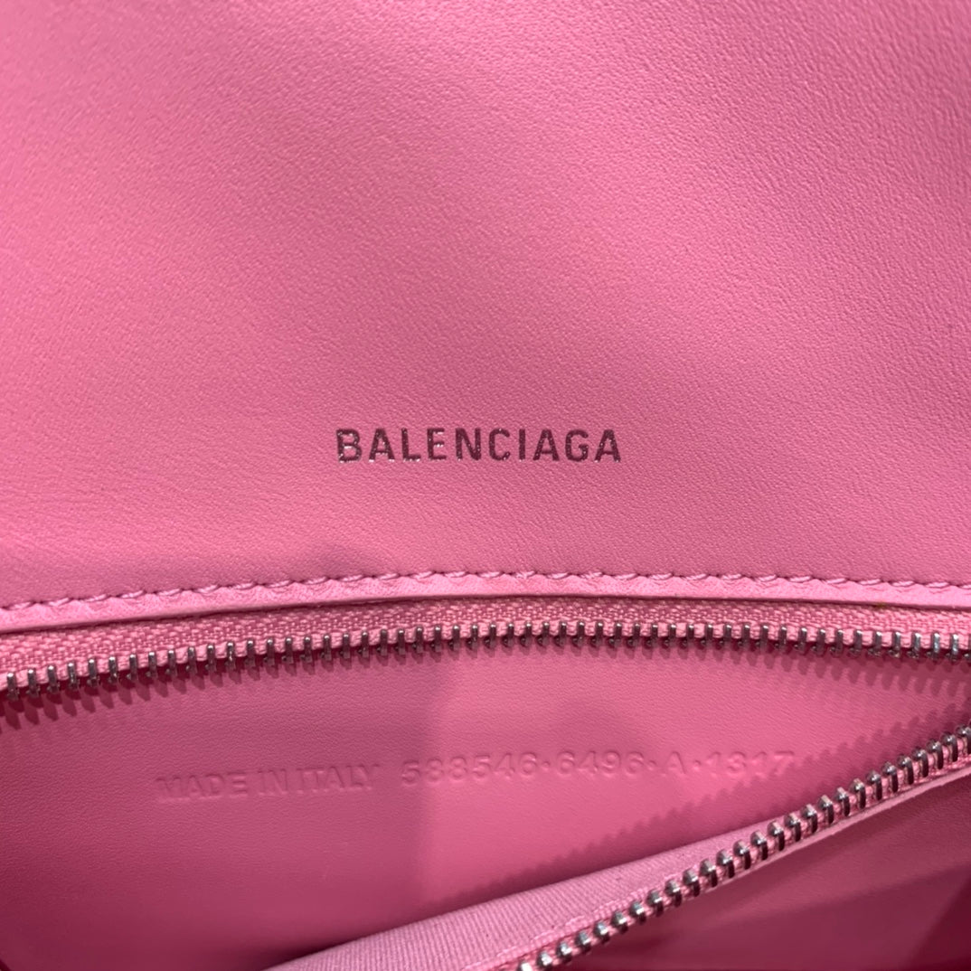 Balen Hourglass Small Handbag In Dark Pink, For Women, Bags 9in/23cm