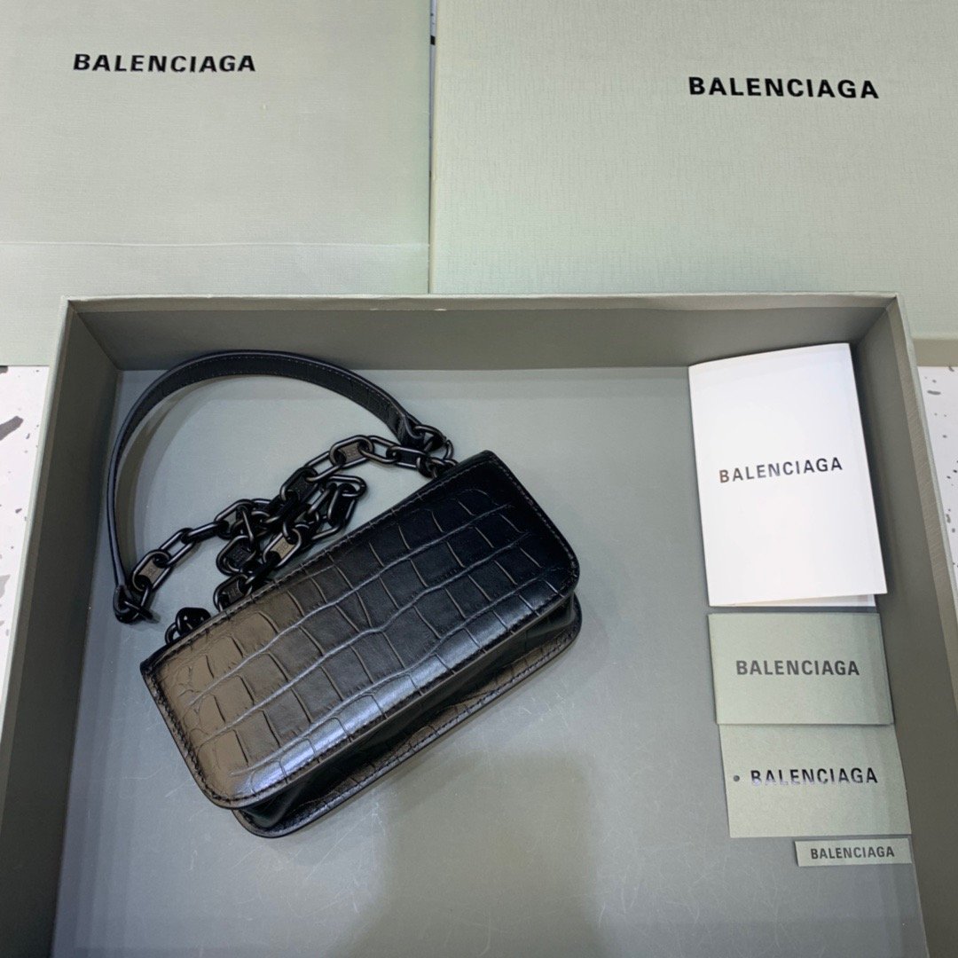 Balen Gossip Small On Chain Shoulder Bag Black, For Women, Bags 7.4in/19cm